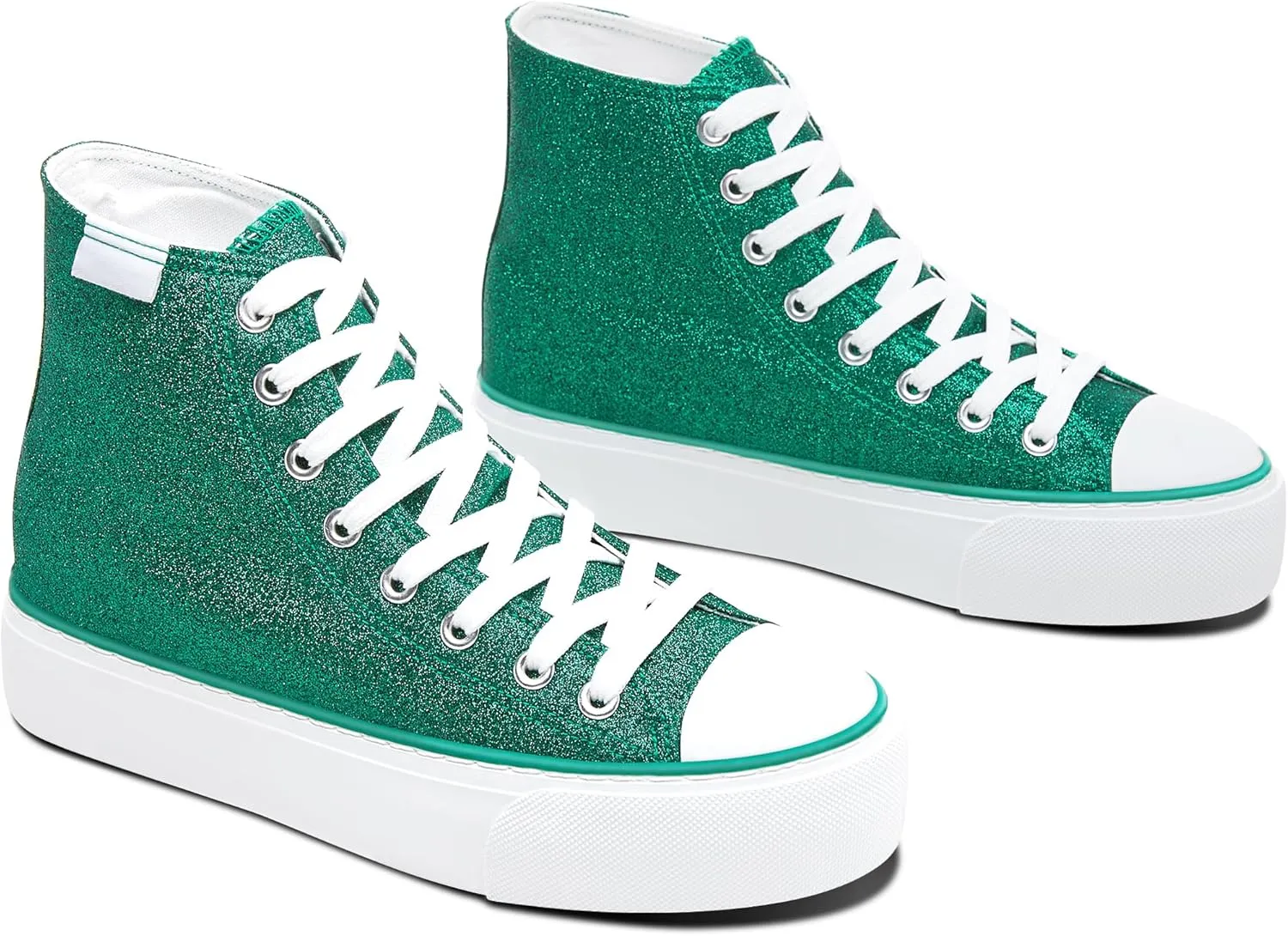ALTOCIS Glitter Platform Fashion Sneakers,Sparkly Bling Mid Calf Sneaker for Women,Cute Comfortable Platform High Top Sneakers