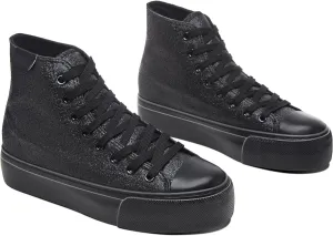ALTOCIS Glitter Platform Fashion Sneakers,Sparkly Bling Mid Calf Sneaker for Women,Cute Comfortable Platform High Top Sneakers