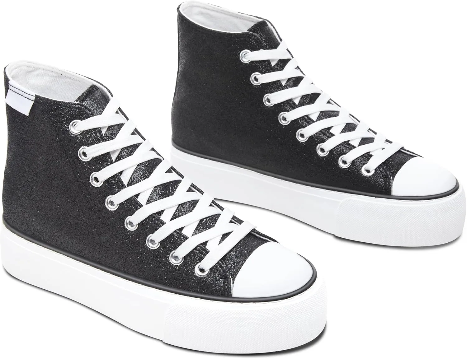 ALTOCIS Glitter Platform Fashion Sneakers,Sparkly Bling Mid Calf Sneaker for Women,Cute Comfortable Platform High Top Sneakers