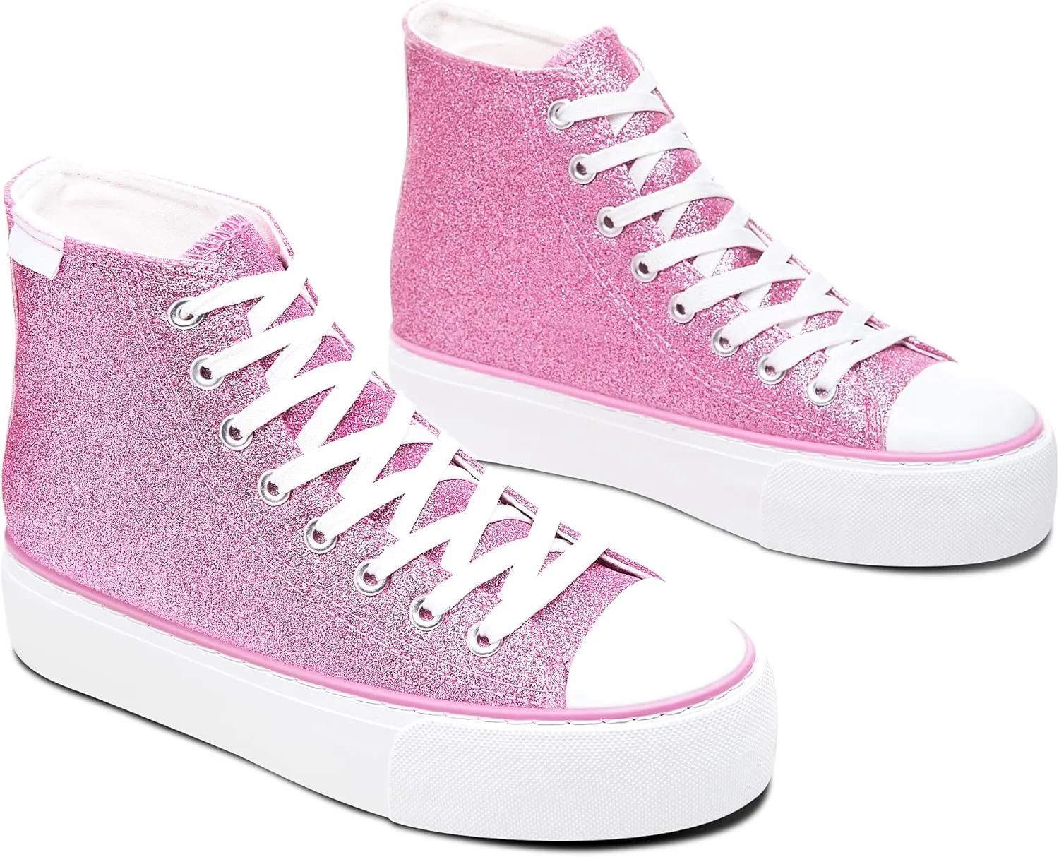 ALTOCIS Glitter Platform Fashion Sneakers,Sparkly Bling Mid Calf Sneaker for Women,Cute Comfortable Platform High Top Sneakers