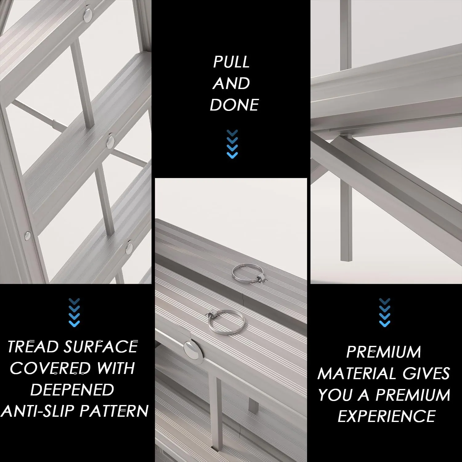 Aluminum Foldable Twin Front 4-Step Ladder, Compact Step Stool with Wide Anti-Slip Pedal, Portable, 330lb Capacity