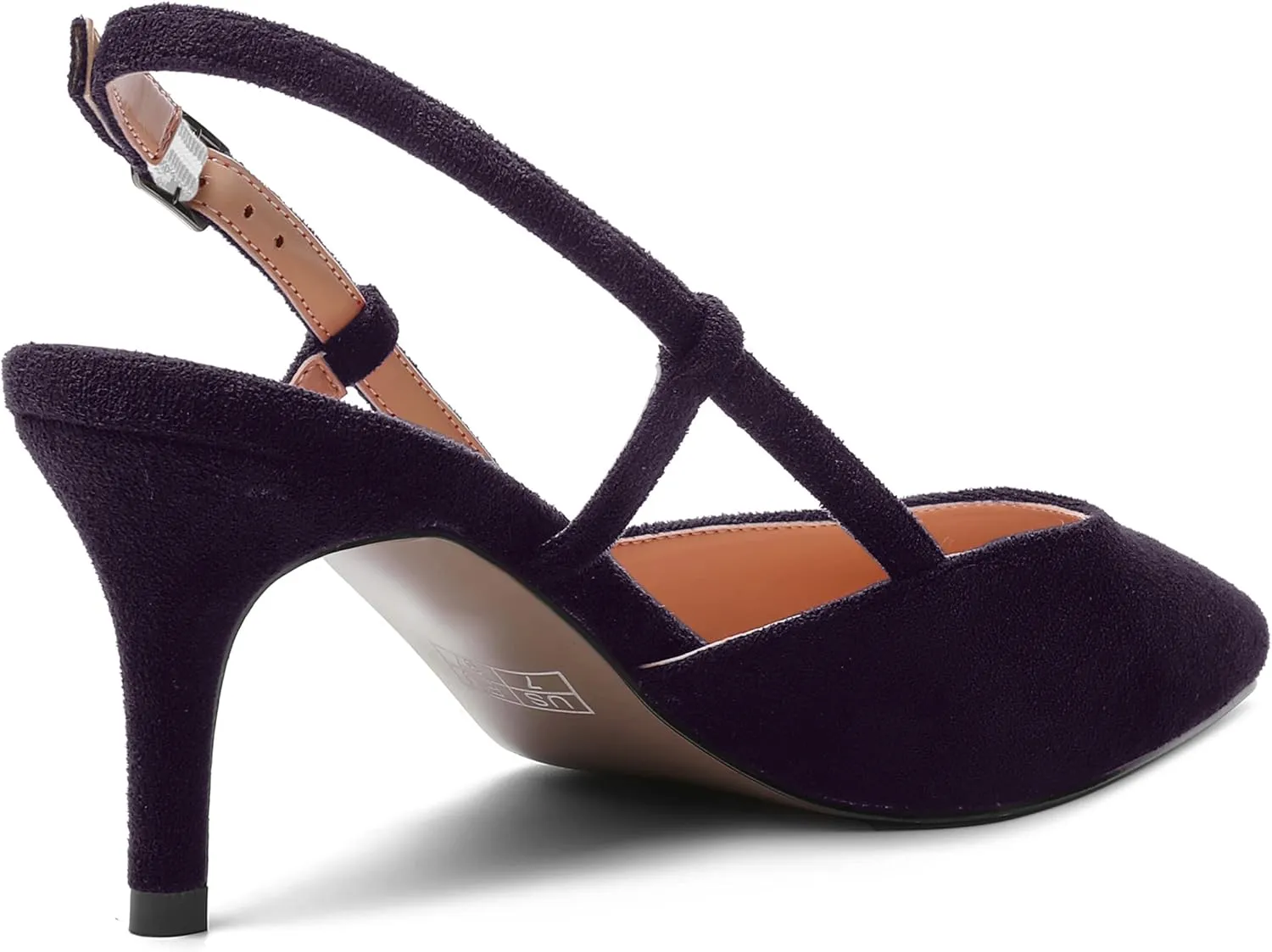 AMBELIGHT Womens Cute Office Square Toe Slingback Slip On Suede Kitten High Heel Pumps Shoes 2.5 Inch