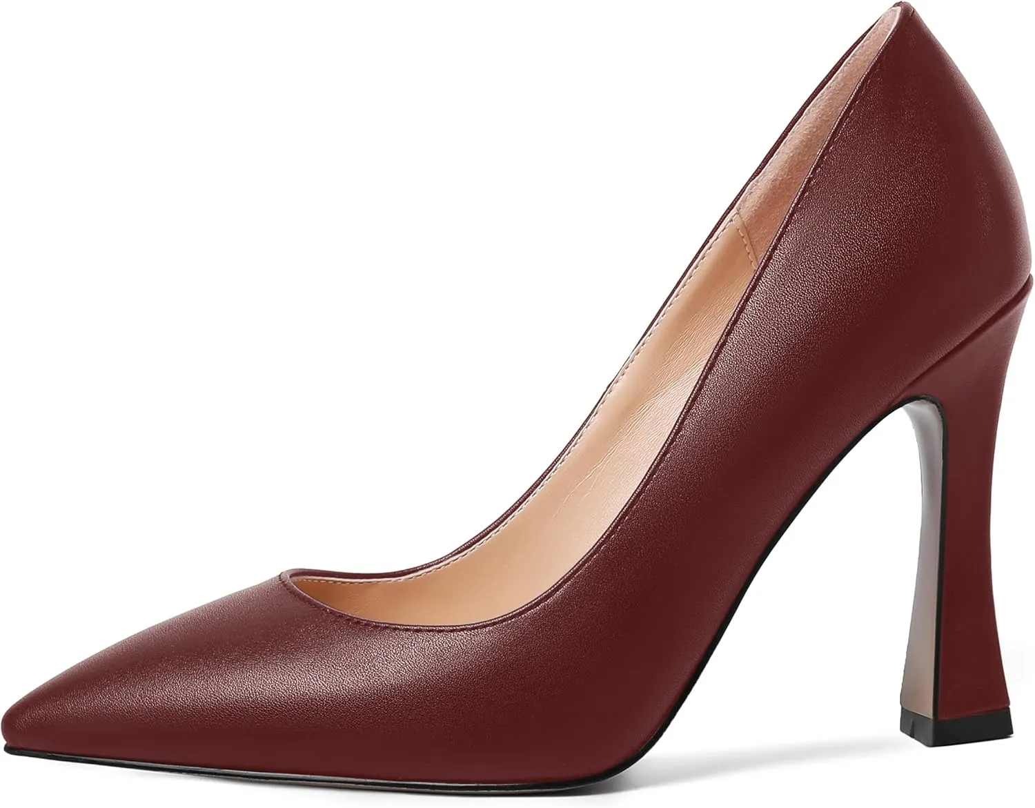 AMBELIGHT Womens Pointed Toe Evening Matte Dress Slip On Solid Stiletto High Heel Pumps Shoes 4 Inch