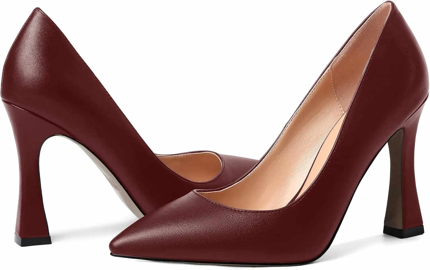 AMBELIGHT Womens Pointed Toe Evening Matte Dress Slip On Solid Stiletto High Heel Pumps Shoes 4 Inch