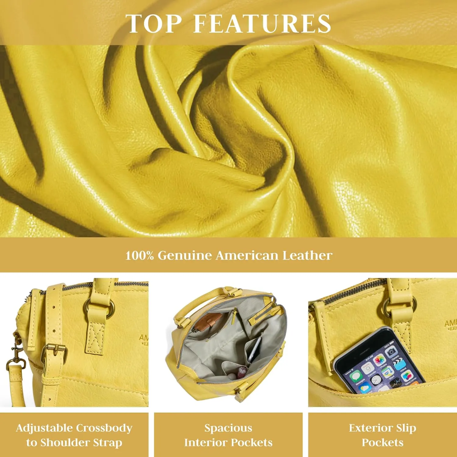 American Leather Co. Carrie Dome Satchel Crossbody Bag