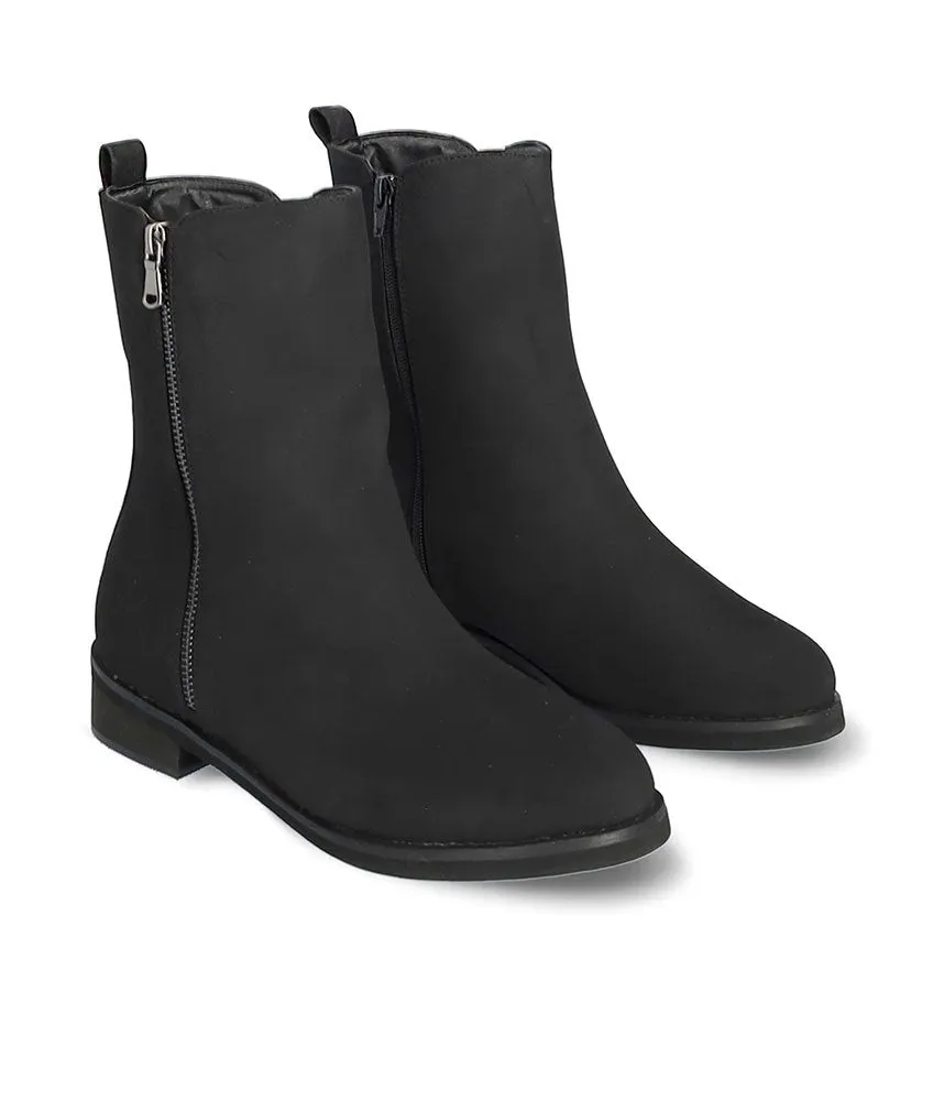 Andres Machado Black Suedette Ankle Boots