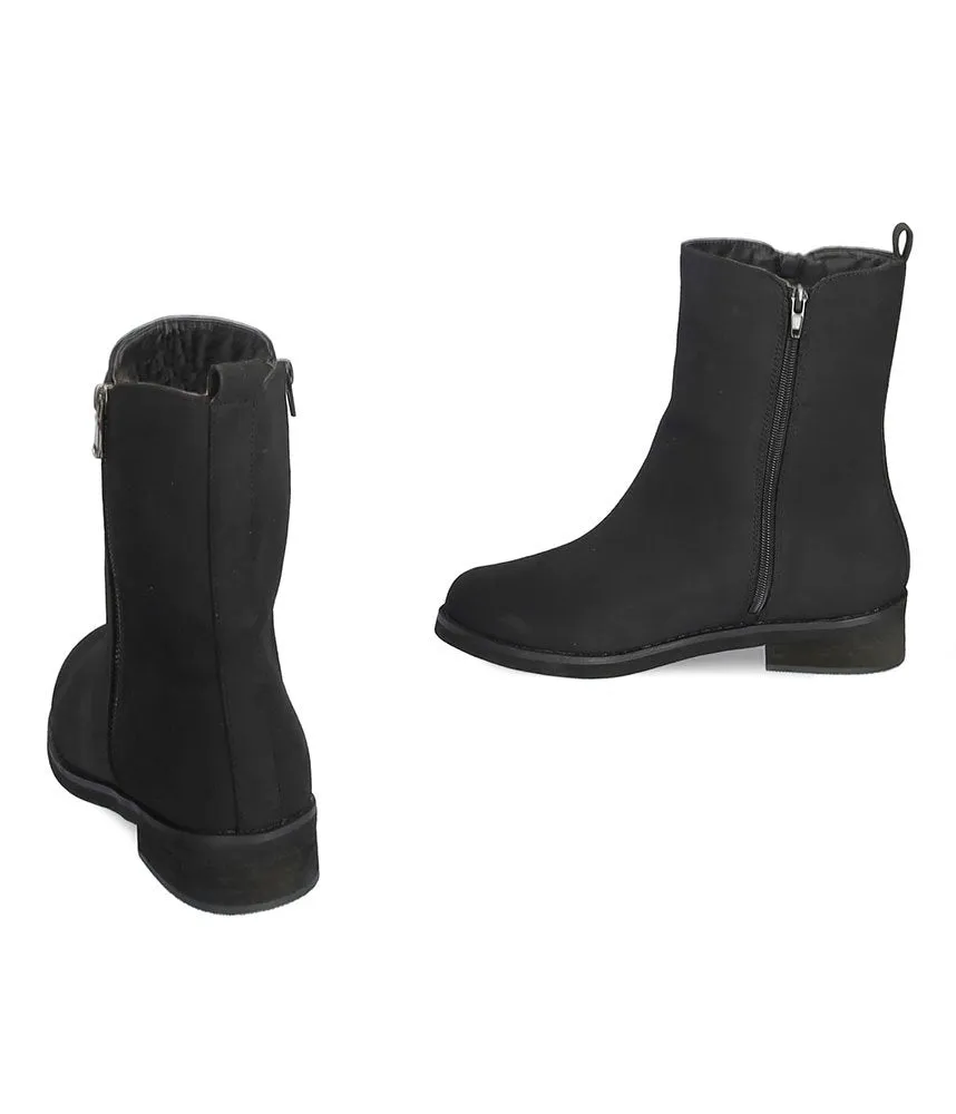 Andres Machado Black Suedette Ankle Boots