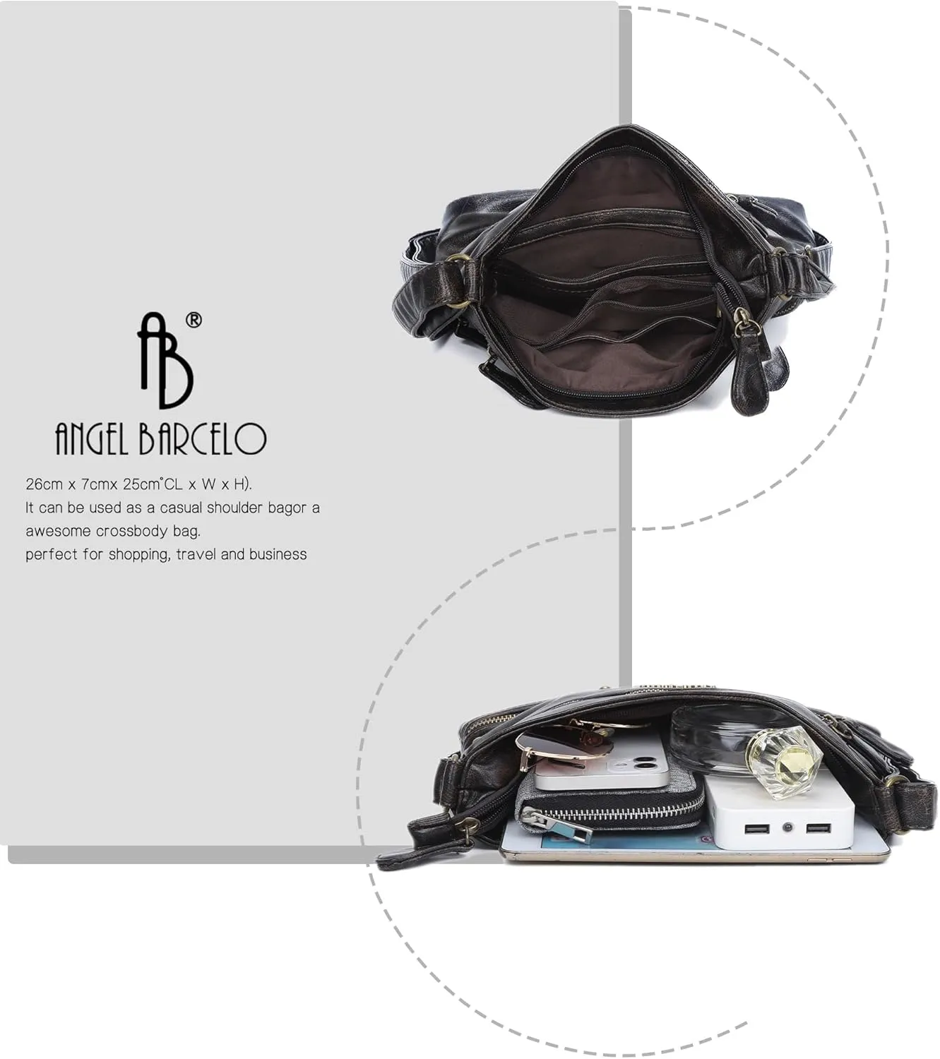 Angel Barcelo Crossbody Bags for Women,Ultra Soft Leather Purses for Women