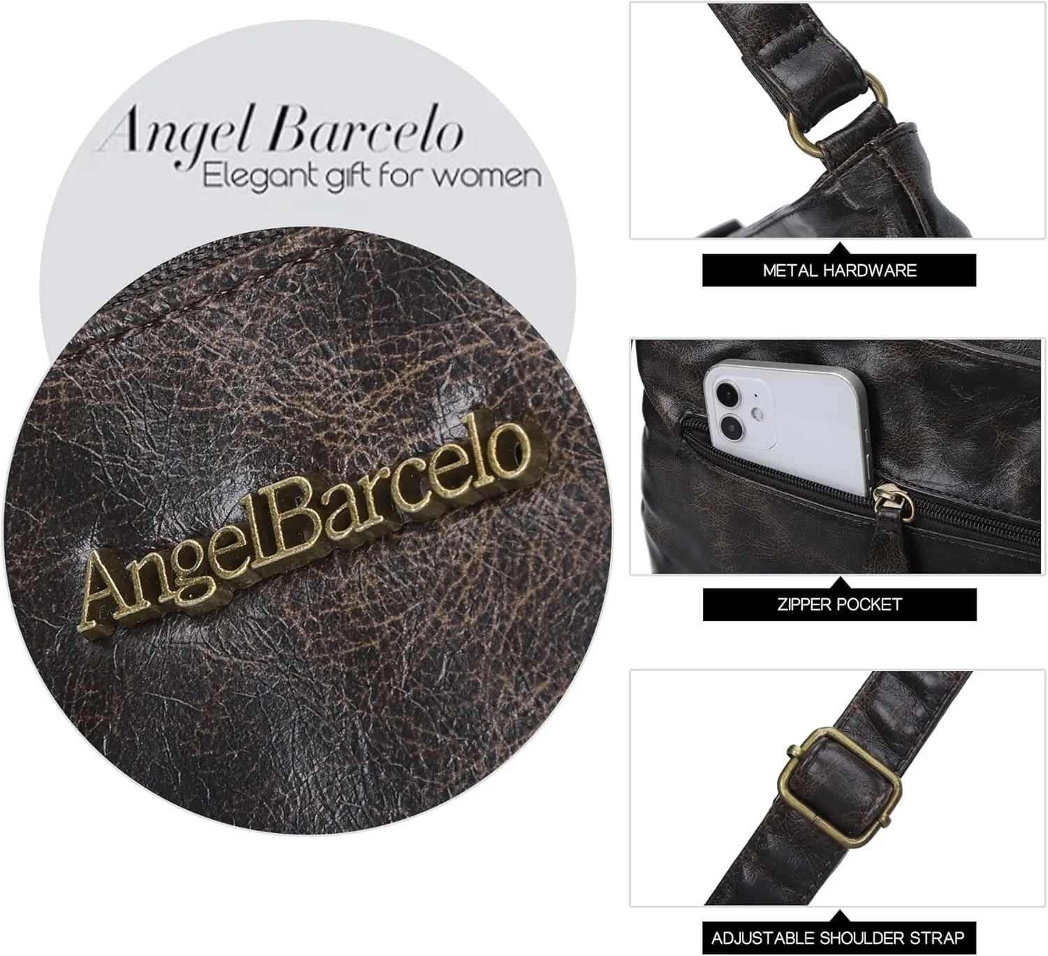 Angel Barcelo Crossbody Bags for Women,Ultra Soft Leather Purses for Women