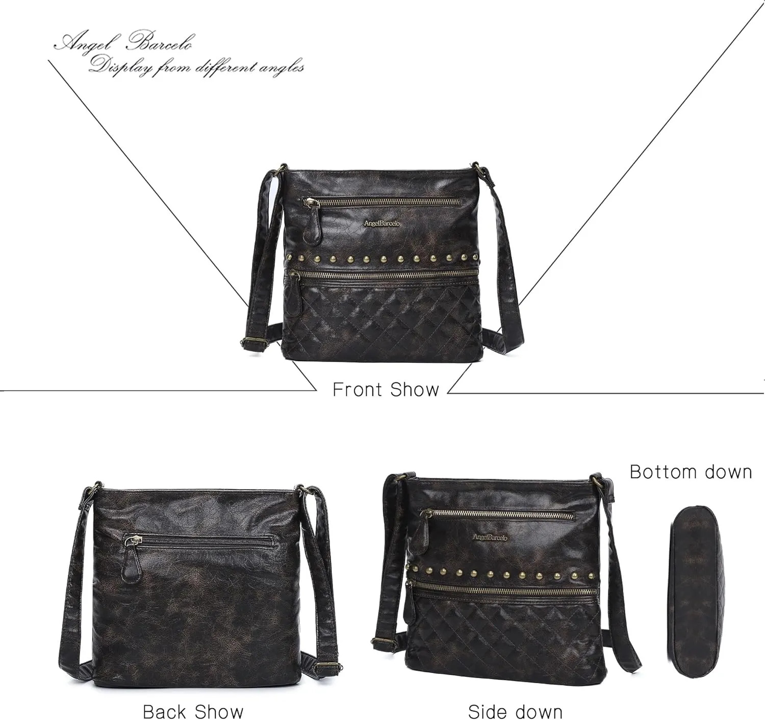Angel Barcelo Crossbody Bags for Women,Ultra Soft Leather Purses for Women
