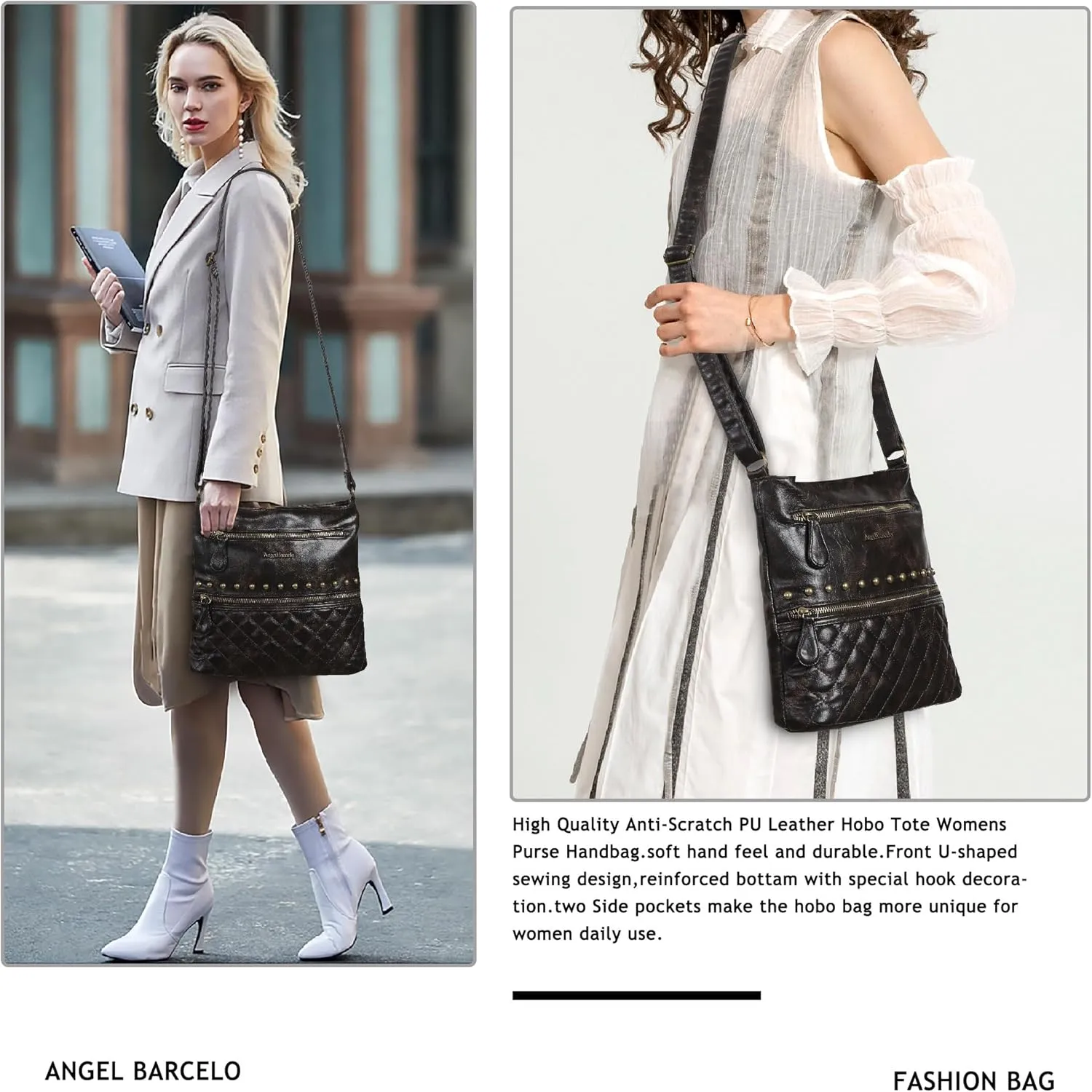 Angel Barcelo Crossbody Bags for Women,Ultra Soft Leather Purses for Women