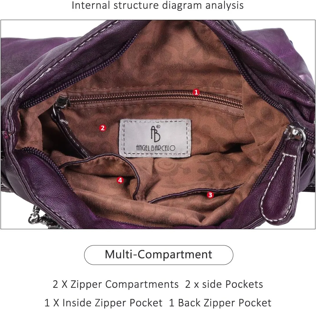 Angel Barcelo Crossbody Bags for Women,Ultra Soft Leather Purses for Women