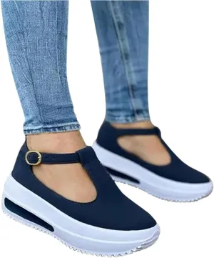 Aniywn Womens Platform Shoes Closed Toe Wedge Sandals Summer Casual Non-Slip Ankle T-Strap Comfort Shoes Walking Loafers