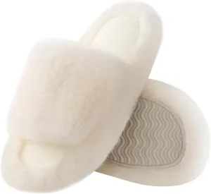 Ankis Comfy Women's Plush Slippers - Cute Chic Versatile Pretty Platform, Open Toe, Non-slip House Fluffy Fuzzy Slippers for Women Indoor Outdoor, All Seasons
