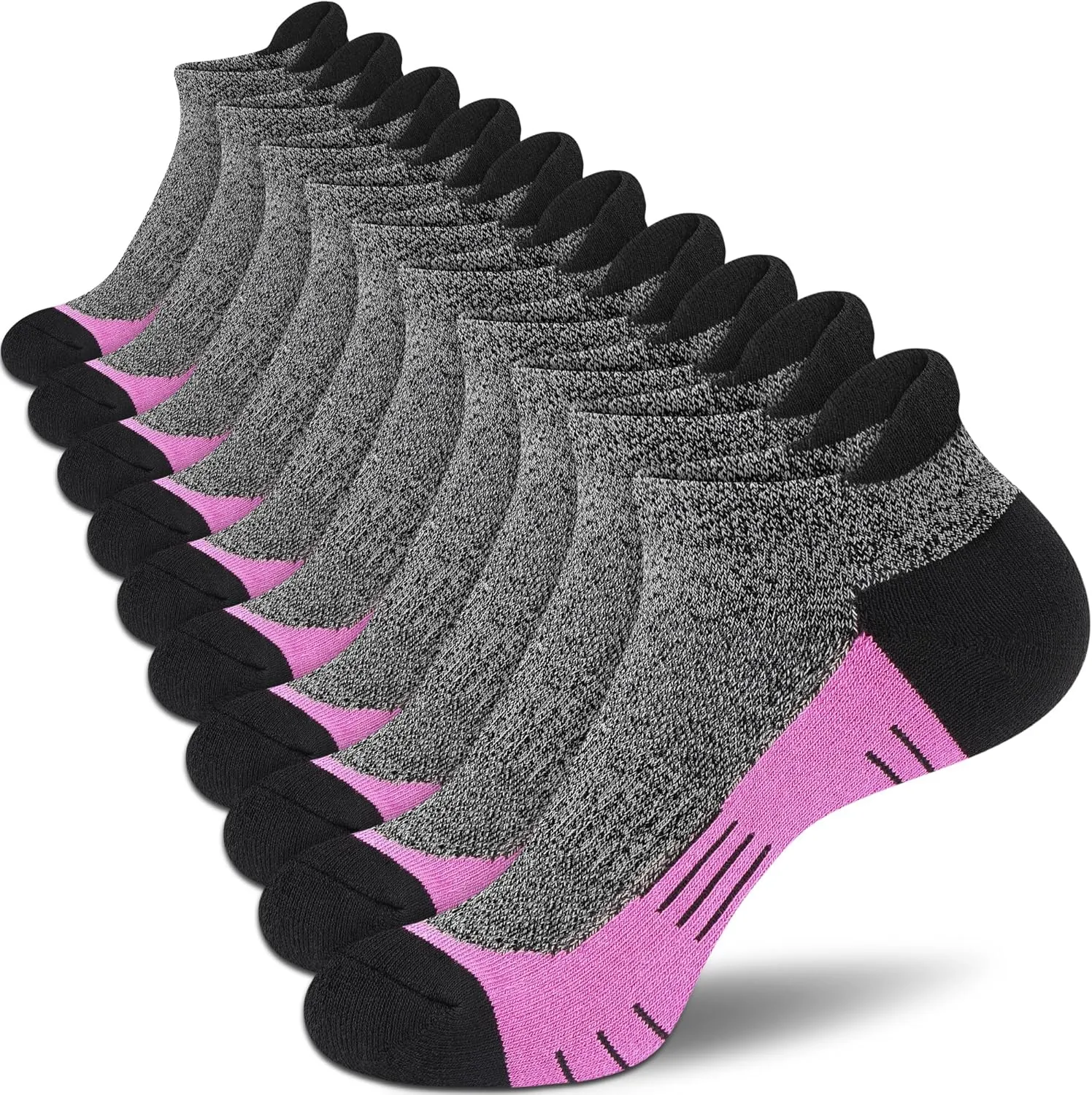 Ankle Socks Women Athletic No Show Socks Running Comfort Cushioned 5-Pairs