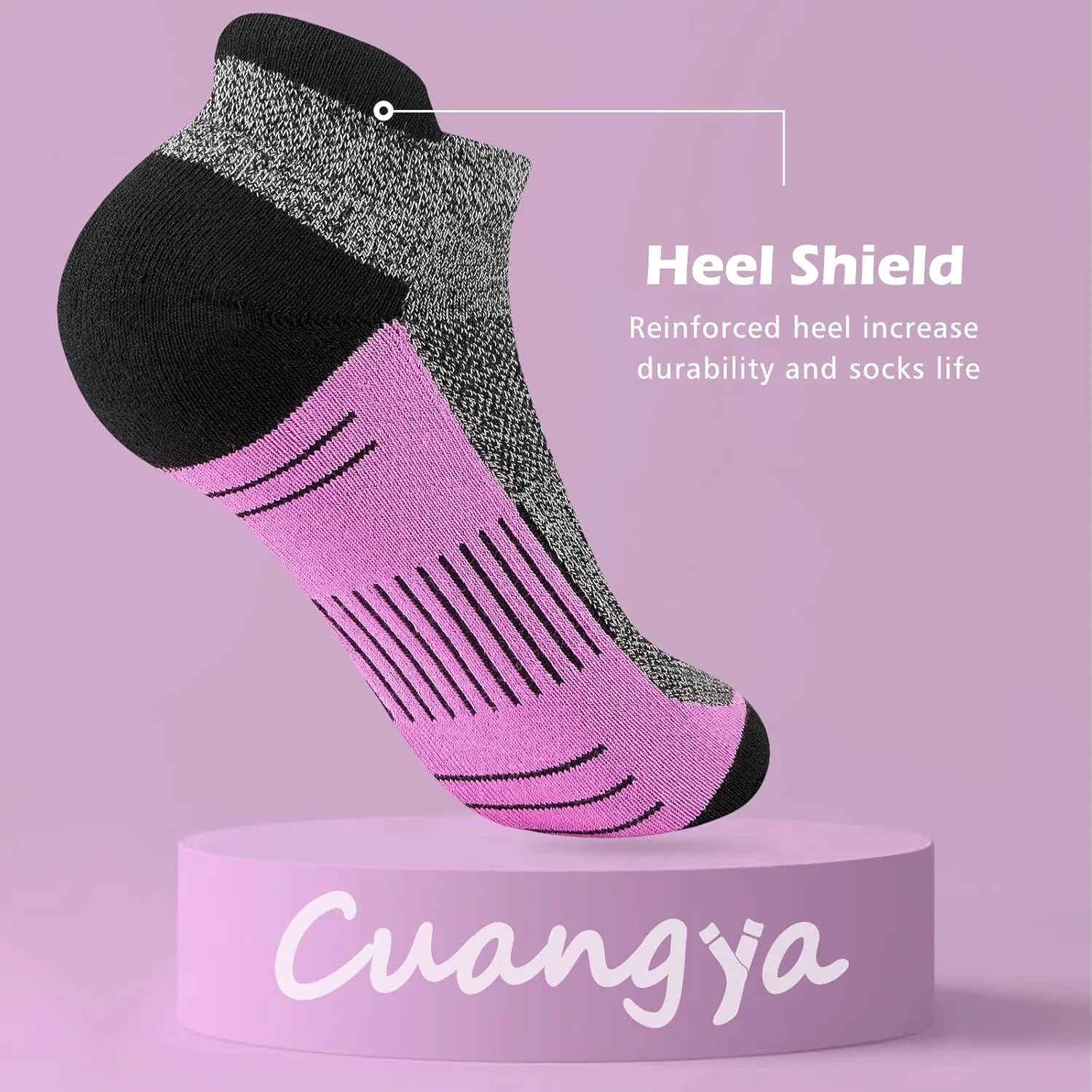 Ankle Socks Women Athletic No Show Socks Running Comfort Cushioned 5-Pairs