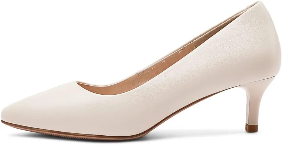 ANUFER Women's Full Genuine Leather 5CM/7CM/9CM High Heels Elegant Pointed Toe Pumps Office Work Shoes