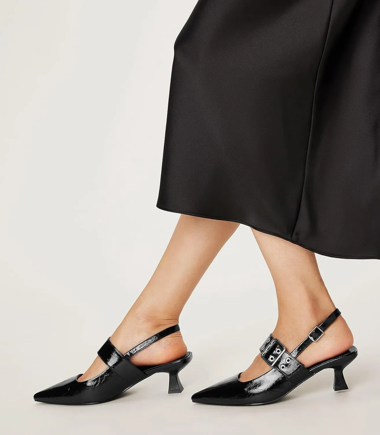 Arromic Kitten Heels for Women Pointed Toe Pumps Mary Jane Low Heel Slingback Heels Punk Style Fashion Shoes for Dating Party Working Dressy