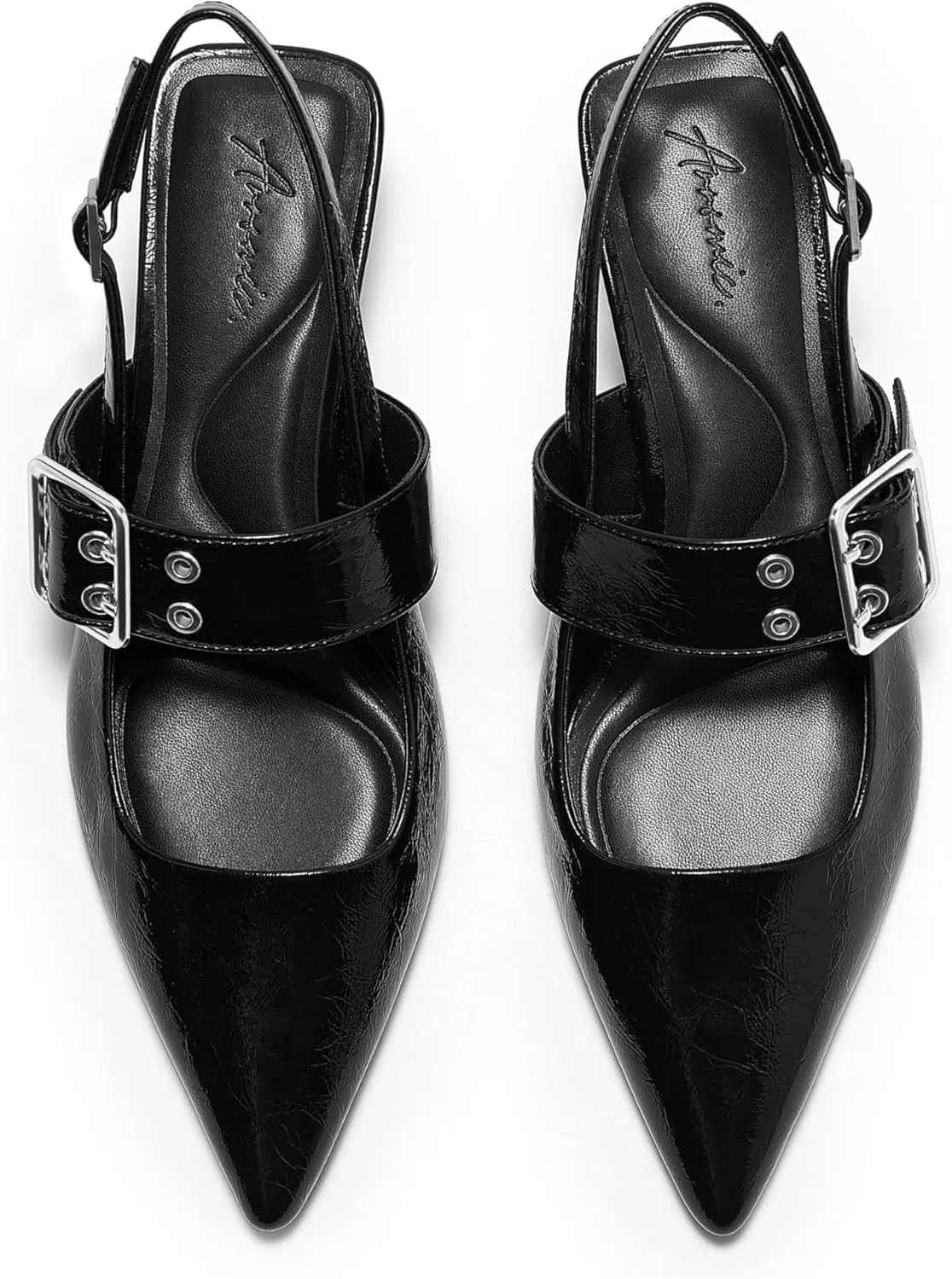 Arromic Kitten Heels for Women Pointed Toe Pumps Mary Jane Low Heel Slingback Heels Punk Style Fashion Shoes for Dating Party Working Dressy