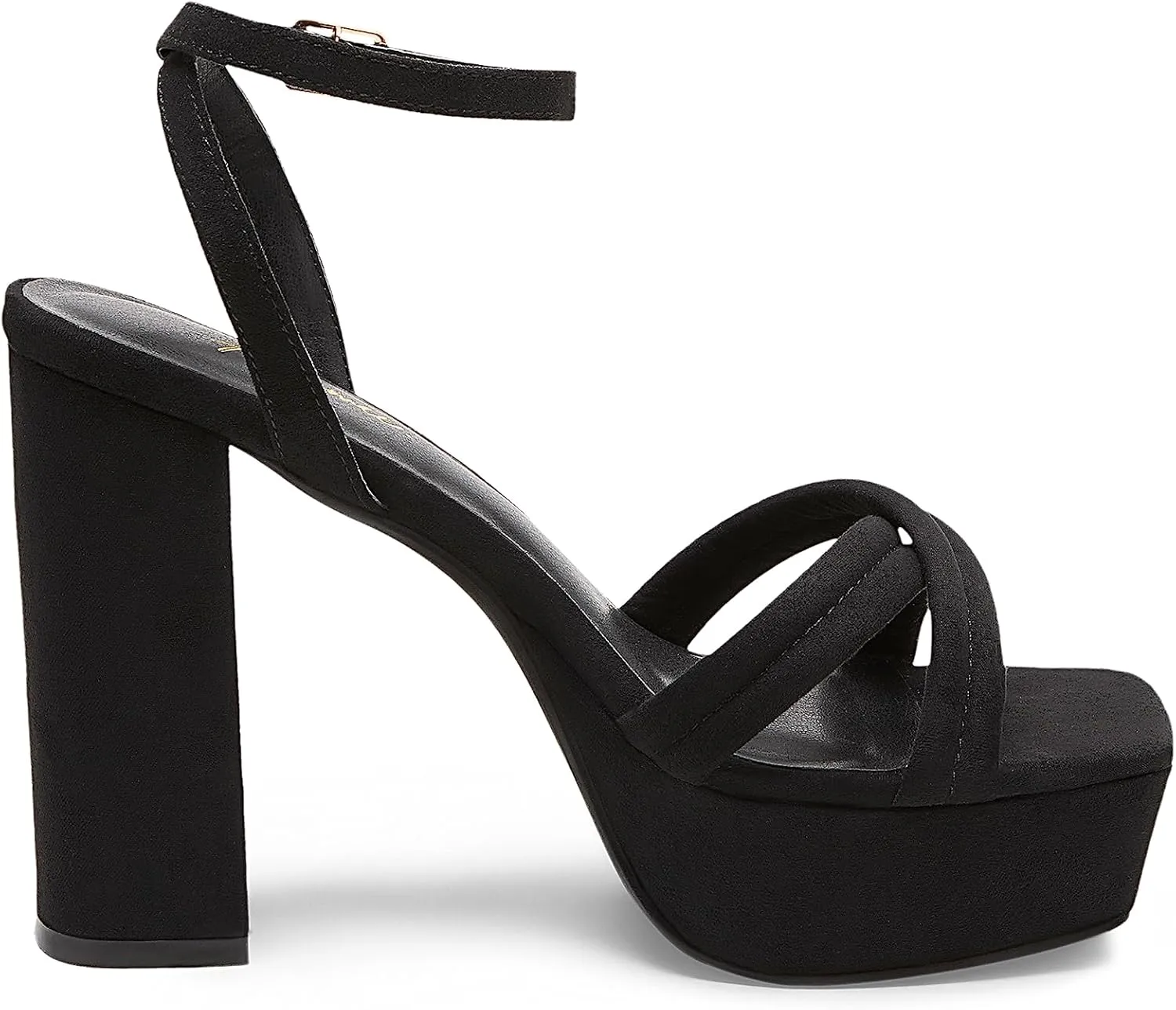 Arromic Women's Platform Heels High Chunky Sandals 4.5 Inches Square Open Toe Heeled Sandals Pink Gold White Black Nude Strappy Ankle Strap Sexy Pumps Y2K Dress Party Wedding Shoes