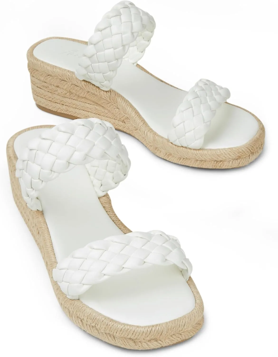 Arromic Women's Platform Wedge Sandals Braided Strap Slide Sandals for Women Casual Slip on Platform Wedges Slides Open Toe Beach Summer Sandals