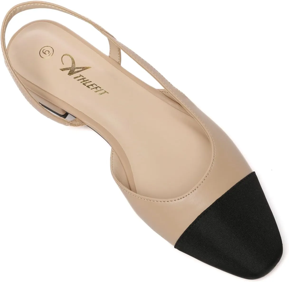 Athlefit Slingback Flats for Women Square Pointed Toe Two Toned Flats Wedding Pumps for Women