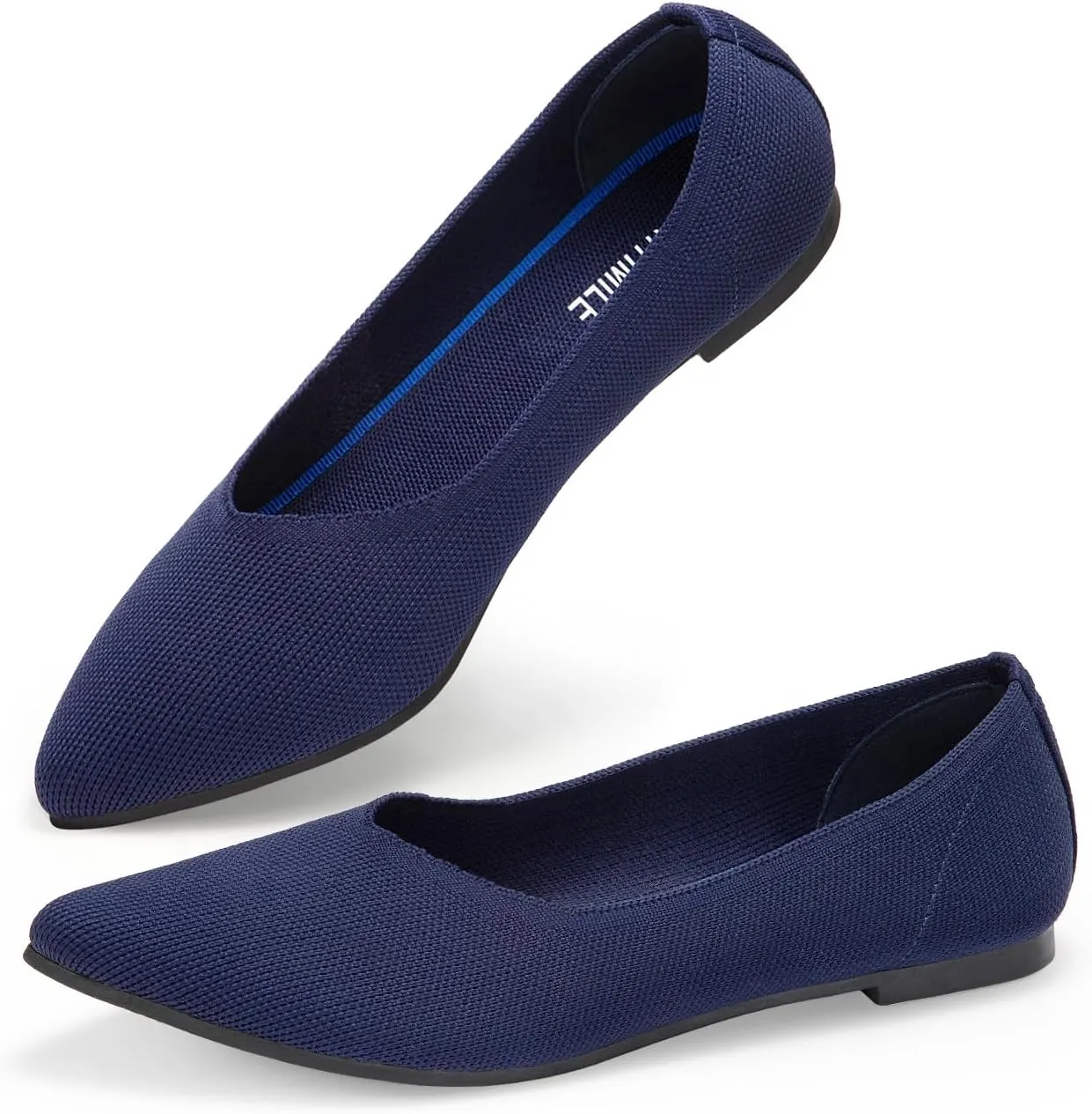 ATHMILE Pointed Toe Flats for Women Dressy Bronze Work Shoes Business Casul Knit Ballet Flats Slip on Office Ladies Comforttable Dress