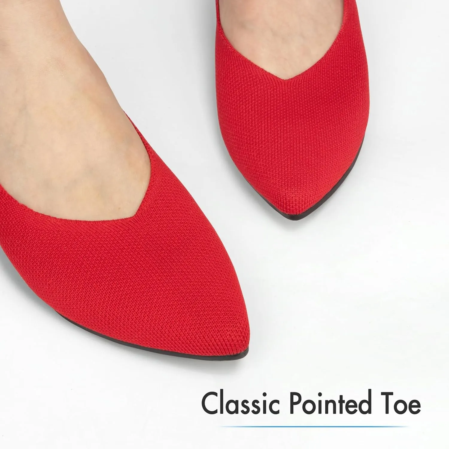 ATHMILE Pointed Toe Flats for Women Dressy Bronze Work Shoes Business Casul Knit Ballet Flats Slip on Office Ladies Comforttable Dress