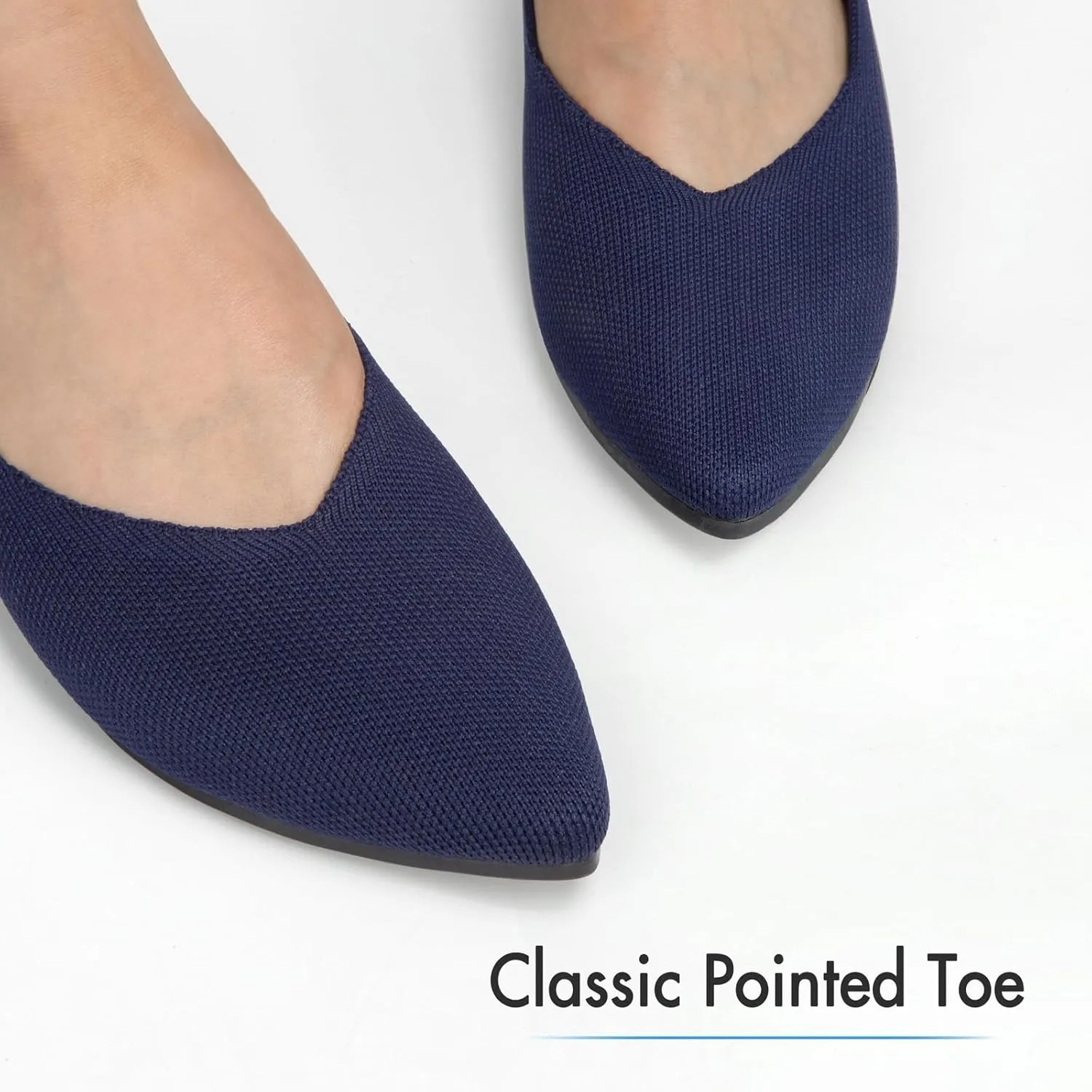 ATHMILE Pointed Toe Flats for Women Dressy Bronze Work Shoes Business Casul Knit Ballet Flats Slip on Office Ladies Comforttable Dress