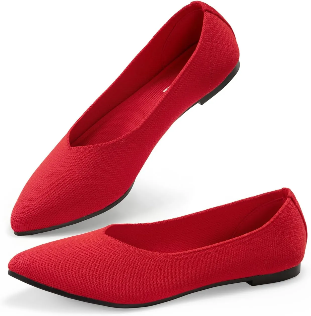 ATHMILE Pointed Toe Flats for Women Dressy Bronze Work Shoes Business Casul Knit Ballet Flats Slip on Office Ladies Comforttable Dress