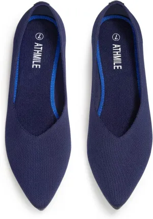 ATHMILE Pointed Toe Flats for Women Dressy Bronze Work Shoes Business Casul Knit Ballet Flats Slip on Office Ladies Comforttable Dress