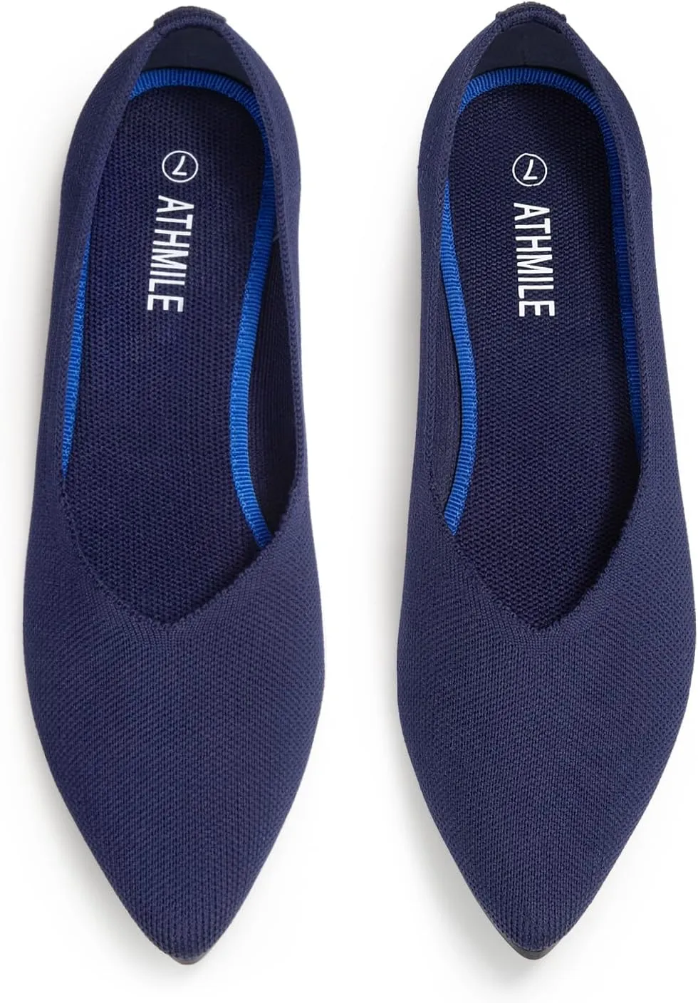 ATHMILE Pointed Toe Flats for Women Dressy Bronze Work Shoes Business Casul Knit Ballet Flats Slip on Office Ladies Comforttable Dress