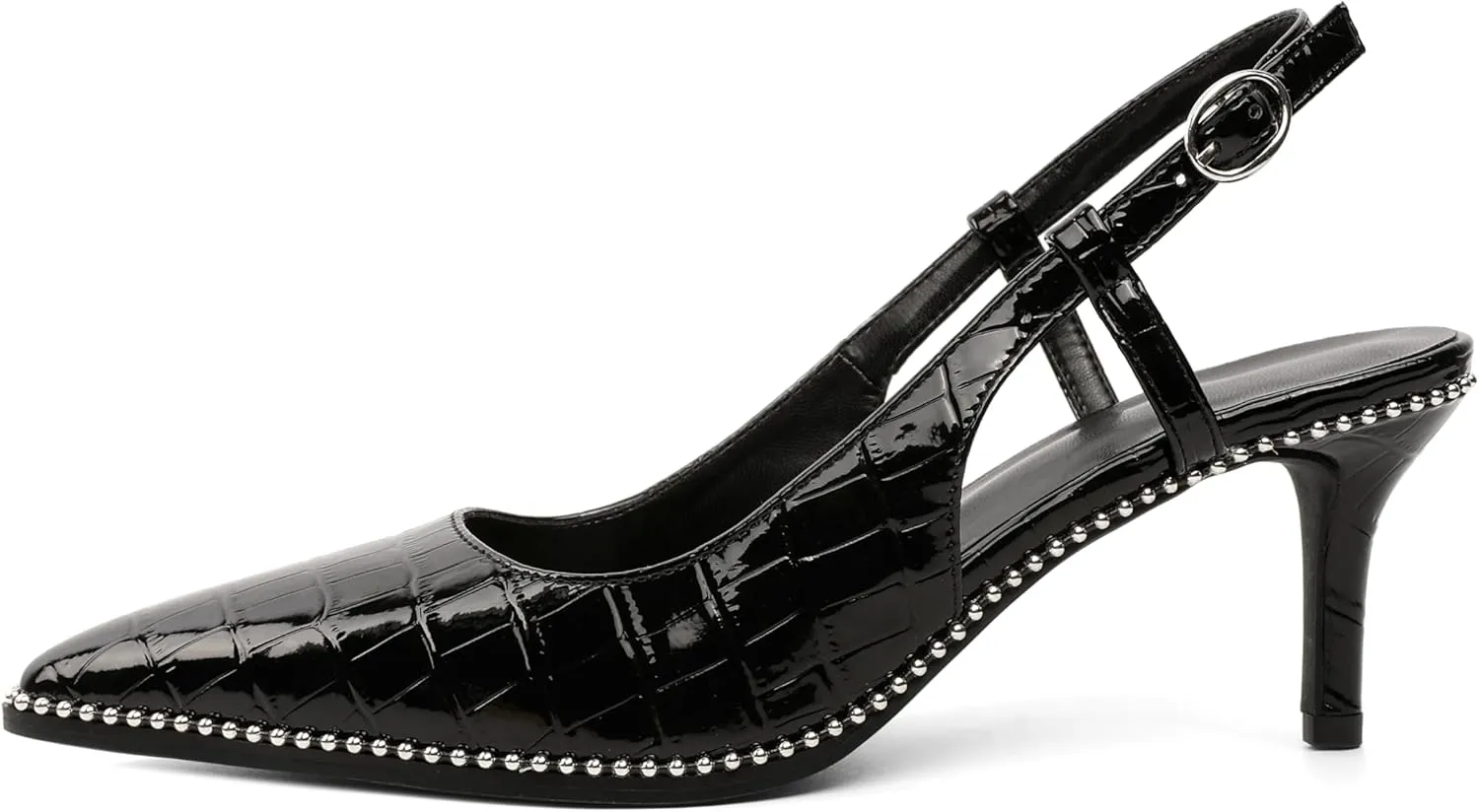 AUMOTED Women Low Heel Pumps Slingback Heels Pointed Toe Beaded Heels 2.5" Elegant Dressy Pumps