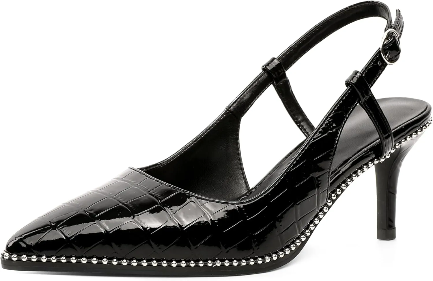 AUMOTED Women Low Heel Pumps Slingback Heels Pointed Toe Beaded Heels 2.5" Elegant Dressy Pumps