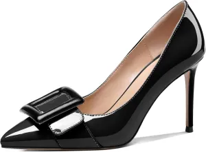 AUMOTED Women Pumps Pointed Toe High Heel 3.4 Inch Party Stiletto Heels Dressy Office Shoes