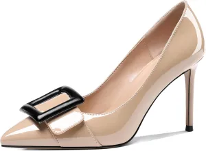 AUMOTED Women Pumps Pointed Toe High Heel 3.4 Inch Party Stiletto Heels Dressy Office Shoes