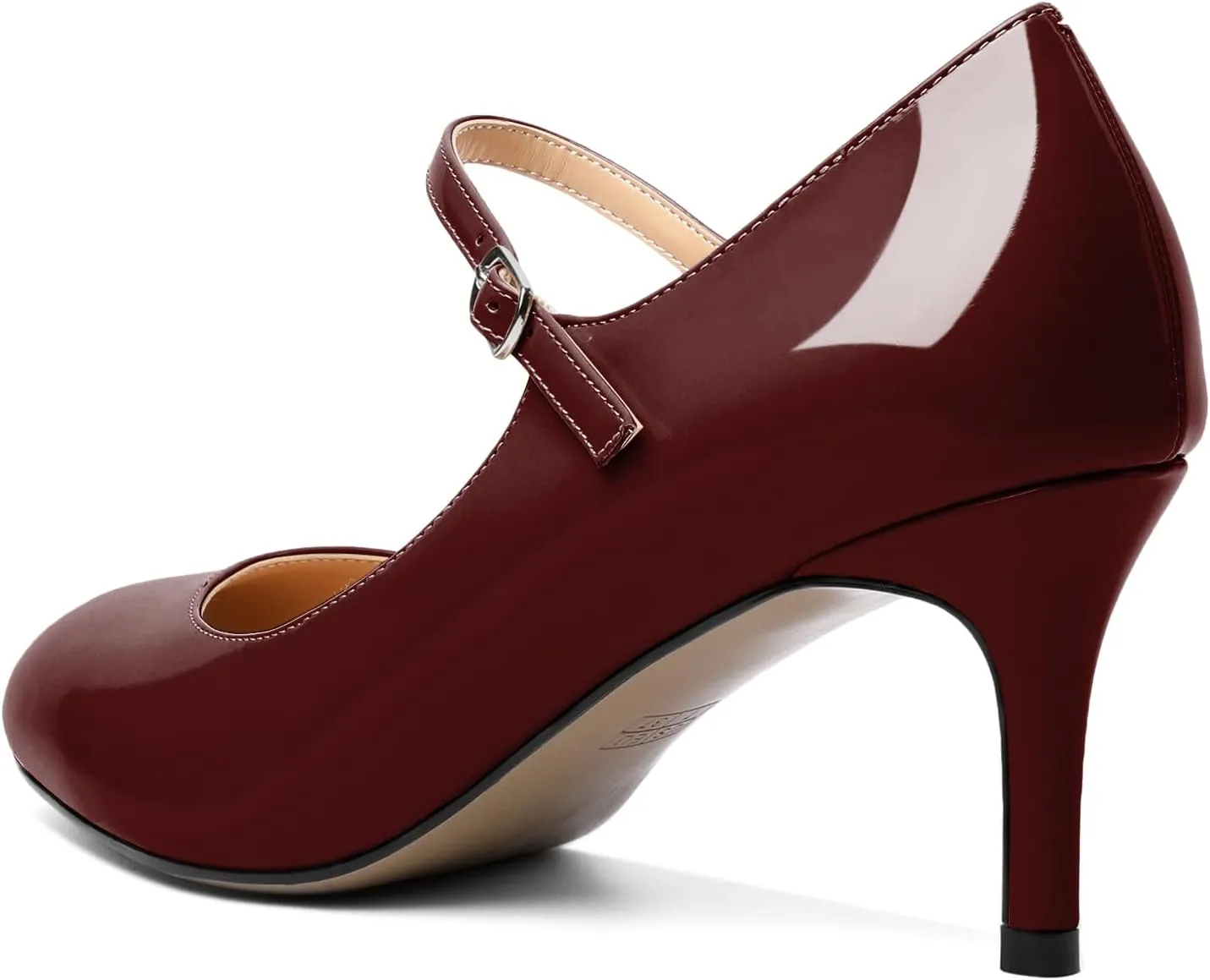 AUMOTED Women's Round Toe Pumps Mary Janes 2.5 Inch Mid Heel Dress Shoes Wedding Office Party Classic US Size 5-13