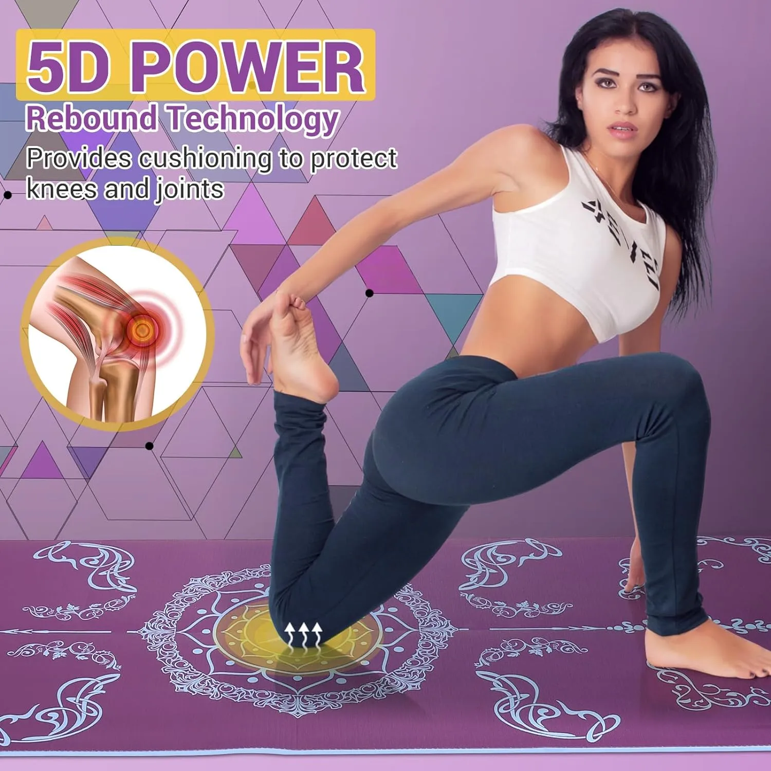 Avoalre Foldable Travel Yoga Mat Print | 5mm &6mm Thick Large Pilates Mat | Non-Slip High Density Floor Exercise Mat for Home Workout | Eco-Friendly Folding Fitness Mat for Women Men with Carrying Bag