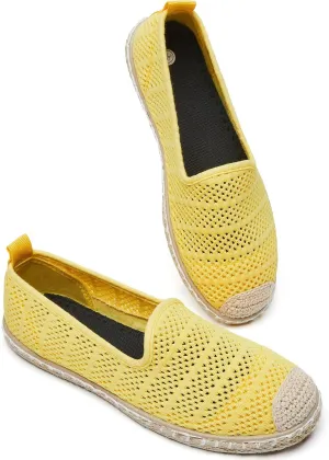 BABUDOG Women's Breathable Mesh Flats Shoes, Soft Loafers Flats, White Slip on Shoes Loafer