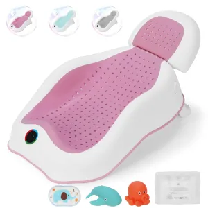 Baby Bath Support | Newborn Bathtub,Ergonomically Designed with Thermometer Collapsible Baby Bathtub Baby Bather, Baby tubs for Baby tubs for Newborn Essentials Must Haves (Pink)