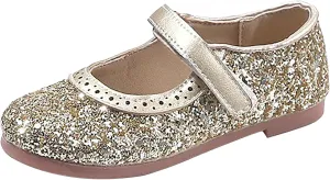 Baby Girls Low Heel Sequins Closed Toe Sandals Glitter Strap Ankle Fancy Formal Shoes Toddler Elegant Mary Jane Summer