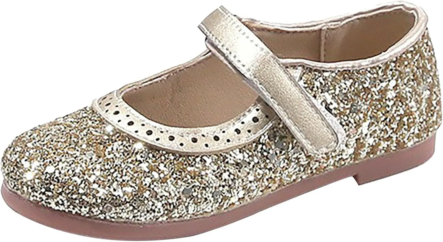 Baby Girls Low Heel Sequins Closed Toe Sandals Glitter Strap Ankle Fancy Formal Shoes Toddler Elegant Mary Jane Summer