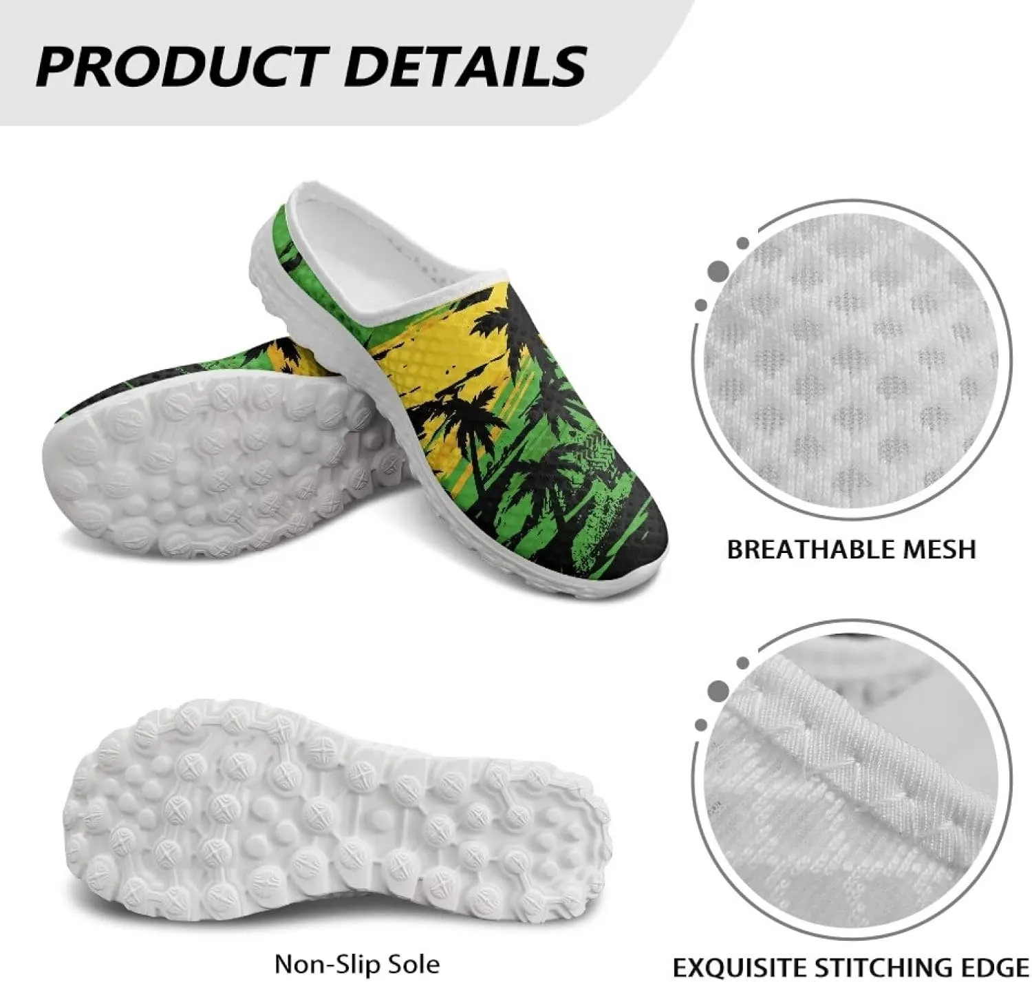 Backless Mesh Slip-On Mule Shoes for Women - Light, Comfort, Non-Slip, Easy Wear for Walking, Camping