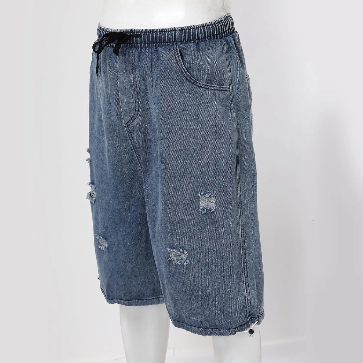 Baggy Jean Shorts for Men Casual Summer Loose Fit Hip Hop Skateboard Denim Shorts 2025 Trendy Streetwear