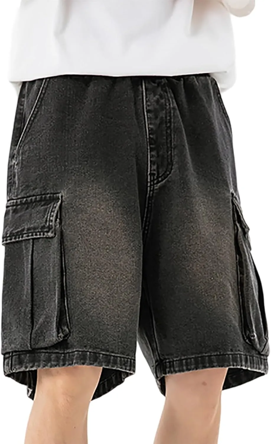 Baggy Jean Shorts for Men Jorts Casual Loose Fit Long Denim Shorts Wide Leg Y2K Hip Hop Trendy Outfits