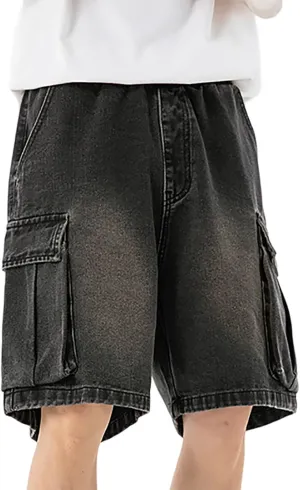 Baggy Jean Shorts for Men Jorts Casual Loose Fit Long Denim Shorts Wide Leg Y2K Hip Hop Trendy Outfits
