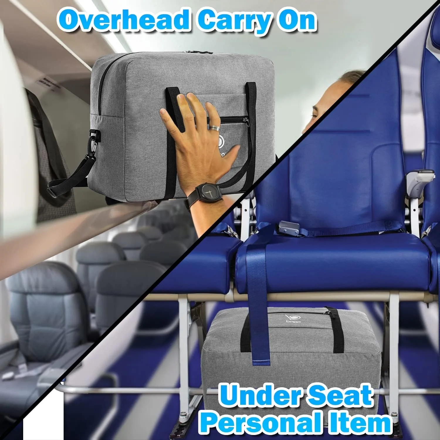 Bago Personal Item Travel Bag For Airlines - Fits As 18x14x8 inches Travel Bag Spirit & Frontier Airlines - Foldable Duffle Bag For Travel - Personal Item Bag Small Carry On Bag For Air Travel