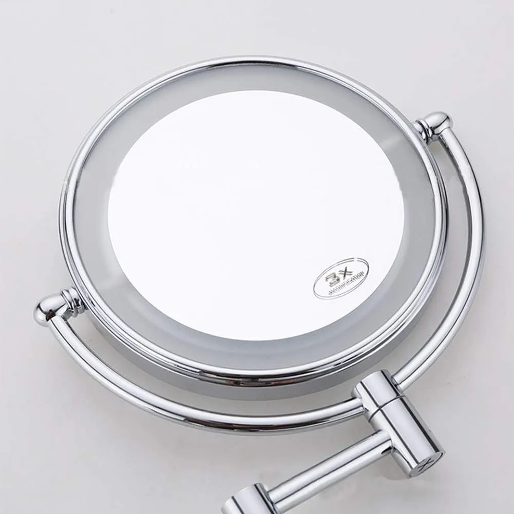 Bathroom Makeup Mirror LED with Light Wall-Mounted Foldable Telescopic Touch Single-Sided 3X / 5X Magnified Beauty Mirror(3X)