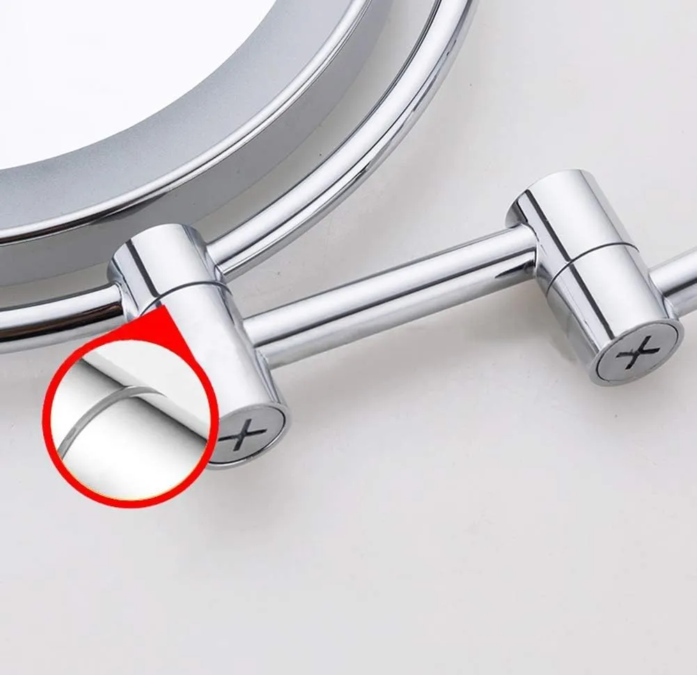 Bathroom Makeup Mirror LED with Light Wall-Mounted Foldable Telescopic Touch Single-Sided 3X / 5X Magnified Beauty Mirror(3X)
