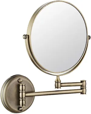 Bathroom Mirror Wall Mounted Makeup Mirror 8-inch Two-Sided Swivel Wall Mounted Mirror Extending Folding Bathroom Shaving Cosmetic Make Up Mirror- 5X Magnification ( Color : Chrome , Size : 1X/ ( Colo